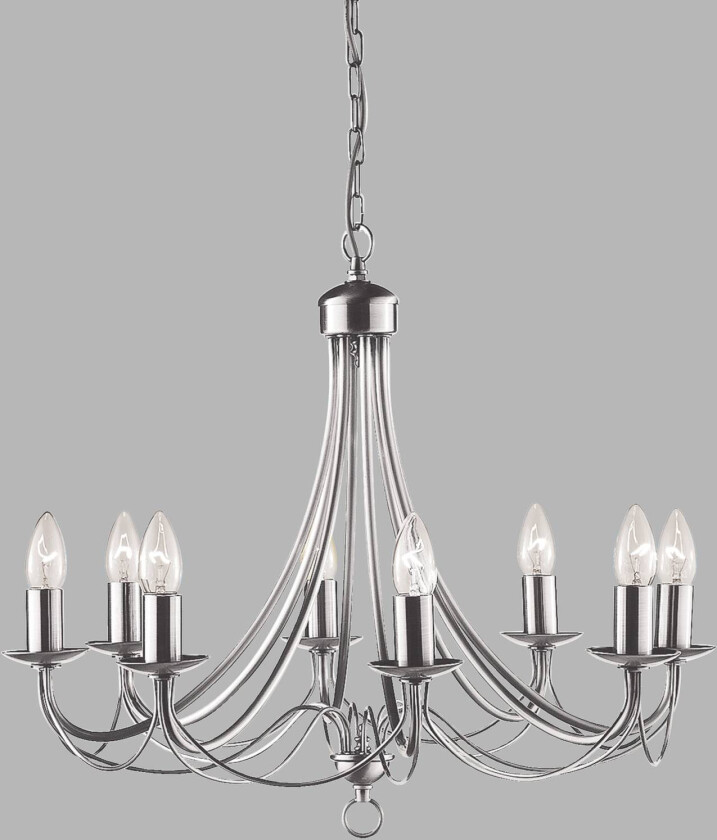 Lysekrone Maypole sateng sølv, åtte lyskilder