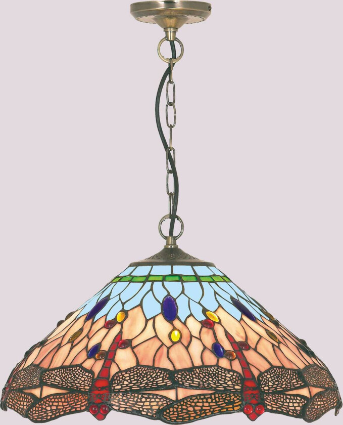 Klassisk hengelampe i Tiffanystill DRAGONFLY