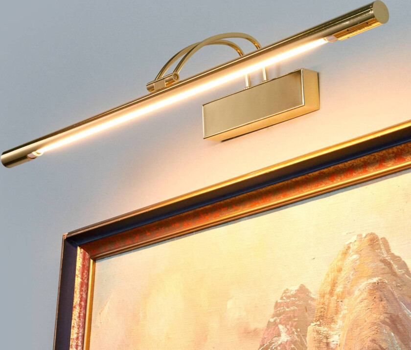 LED-bildelampe Piktura, messing polert