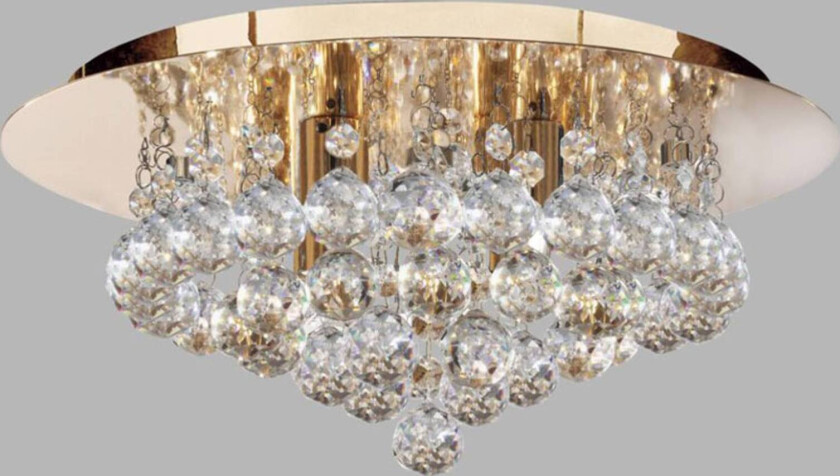 Hanna taklampe med krystallkuler, 35 cm, gull