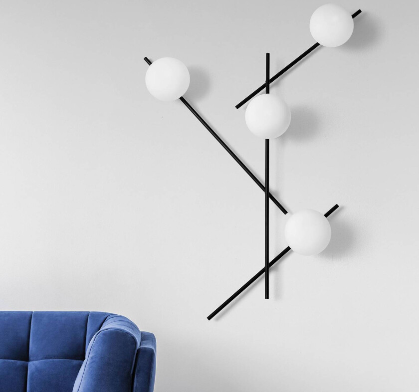 Vegglampe Mikado, frostet glass, 4 lyskilder