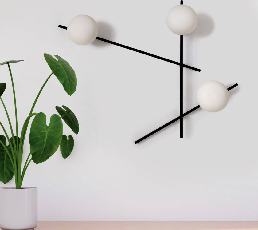 Vegglampe Mikado, frostet glass, 3 lyskilder