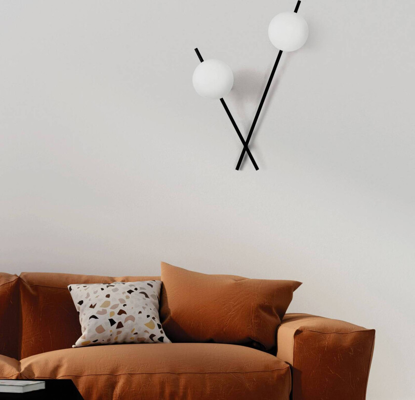 Vegglampe Mikado, frostet glass, 2 lyskilder