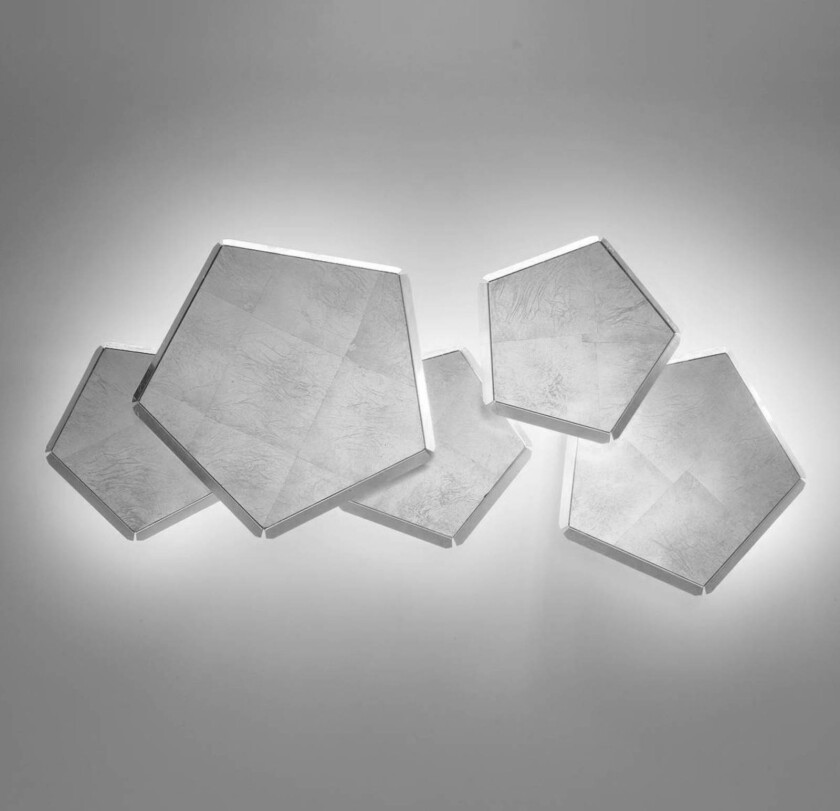 LED-vegglampe Pleiadi med sølvblad, 5 lyskilder