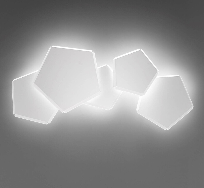 LED-vegglampe Pleiadi i hvit, 5 lyskilder