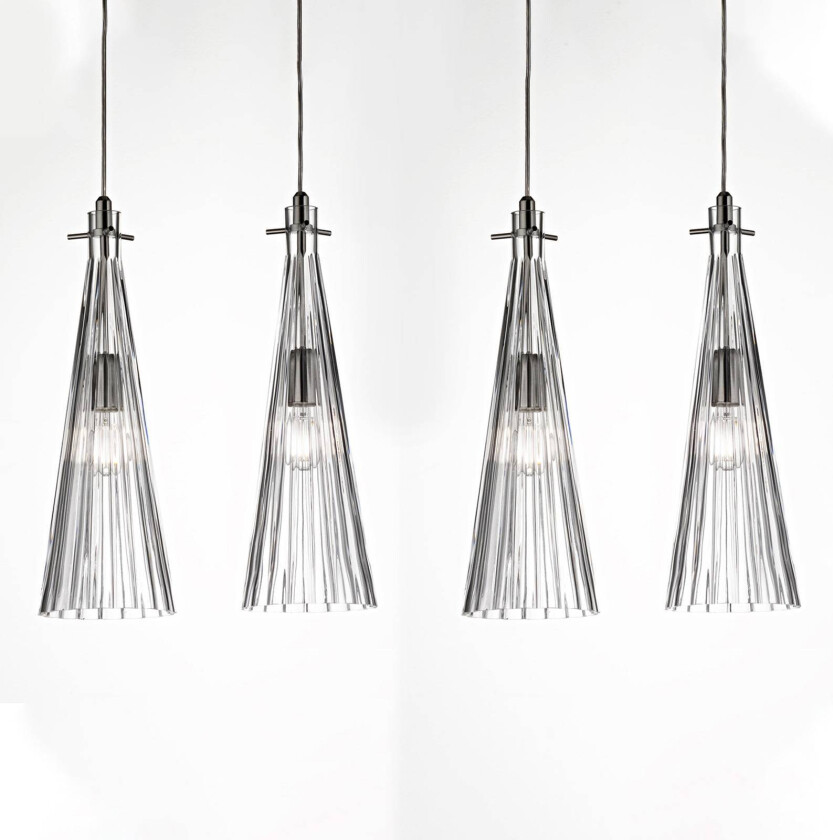 Hengelampe Costa Rica, 4 lys, gjennomsiktig