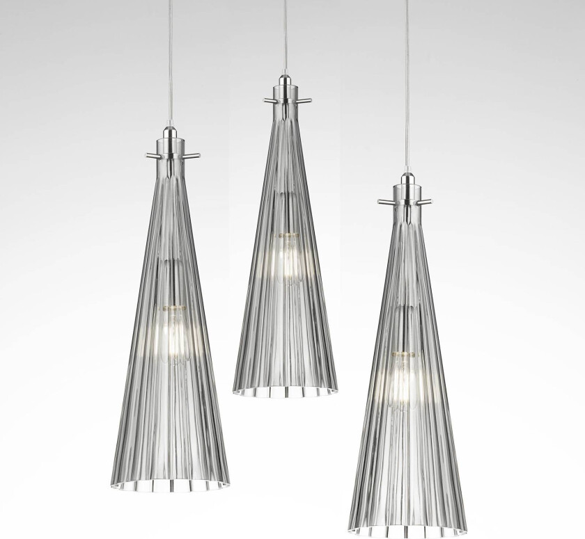 Hengelampe Costa Rica, 3 lys, gjennomsiktig