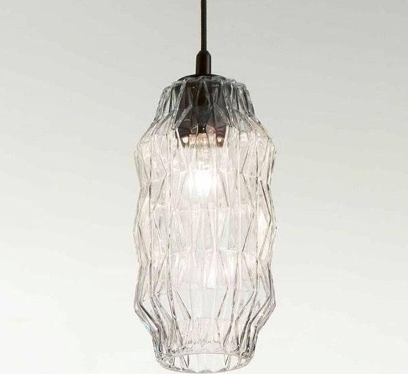 Origami-pendellampe i gjennomsiktig glass
