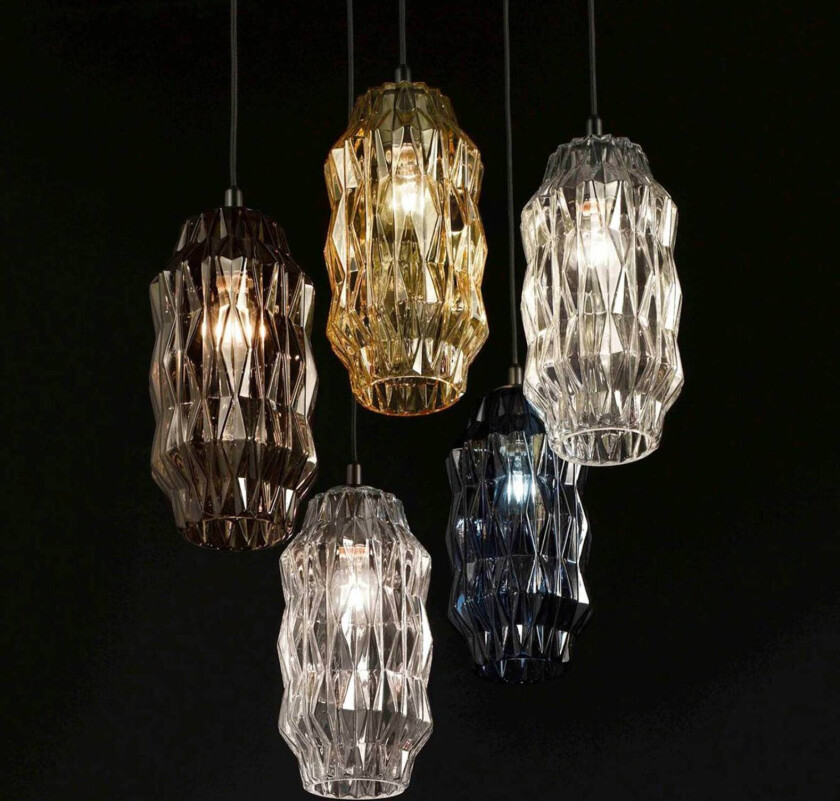 Origami-pendellampe i glass, blå