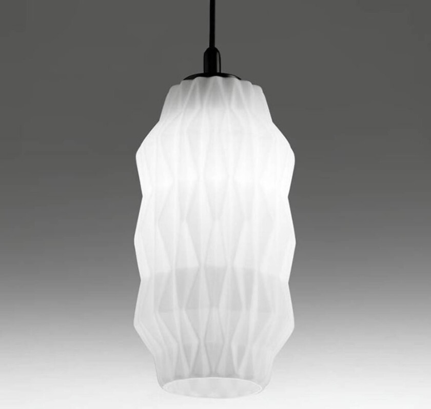 Origami-pendellampe i glass, hvit