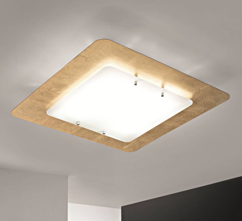 Taklampe Pop-up med bladgullramme, 32x32cm