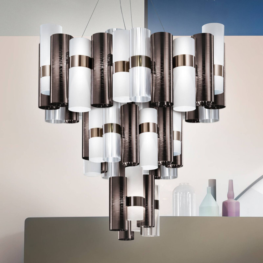 La XL LED-hengelampe, Ø80cm, tinn-hvit