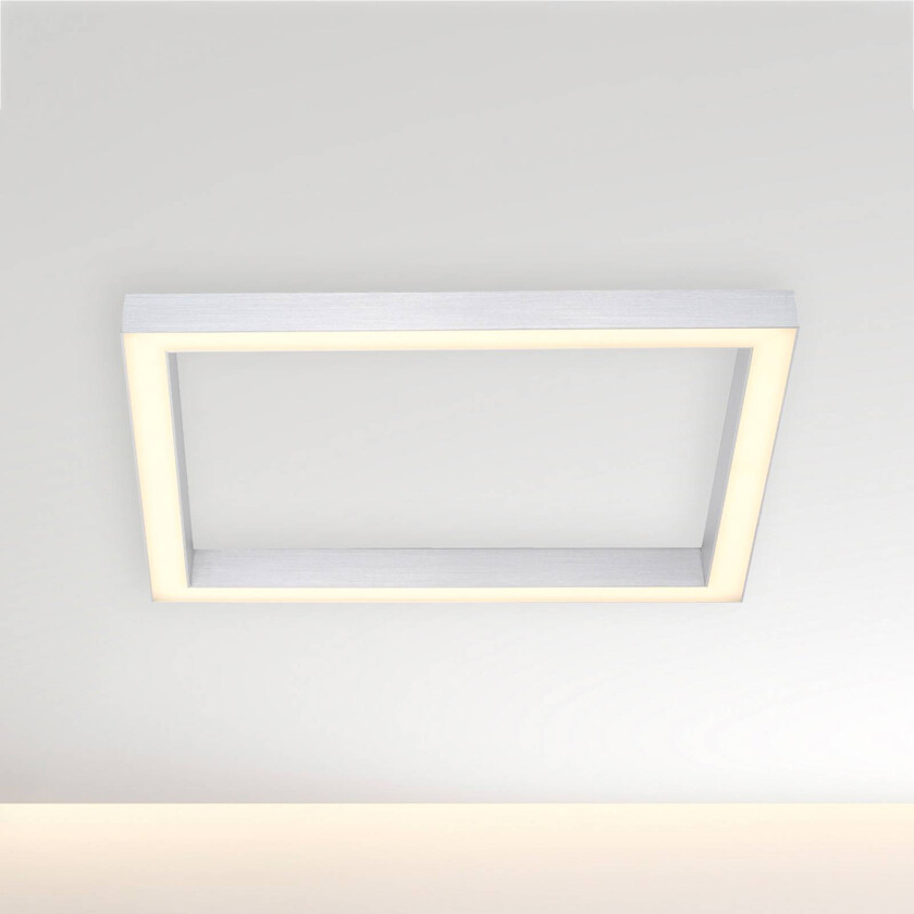 LED-taklampe PURE Lines, 55 x 55 cm, sølv, CCT, fjernkontroll