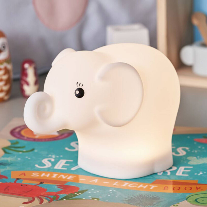 Night Elephant LED-nattlampe, USB, RGBW