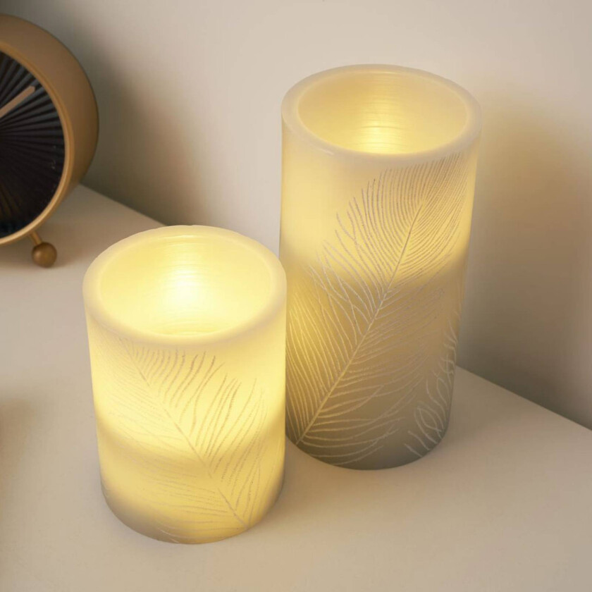 Cosy Feather Candle LED-lys, sett med 2 stk