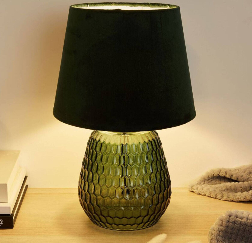 Crystal Velours bordlampe med glassfot