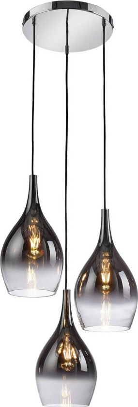 Hengelampe Pilua, 3 lyskilder, rund baldakin