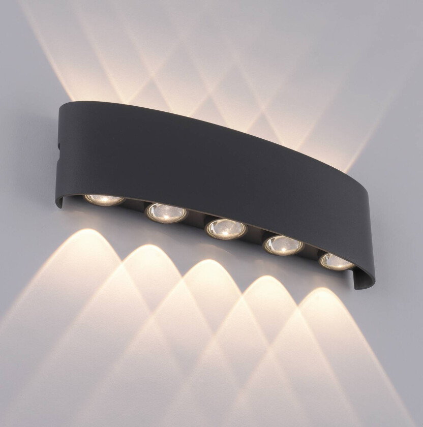 Utendørs LED-vegglampe Carlo, IP54, 10 lyskilder