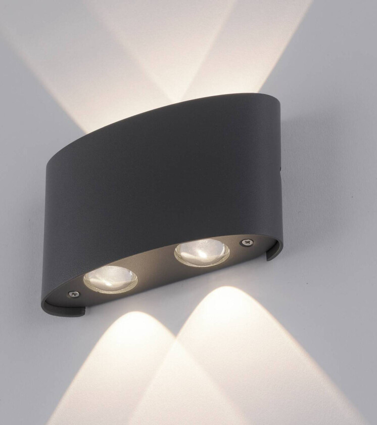 Utendørs LED-vegglampe Carlo, IP54, 4 lyskilder