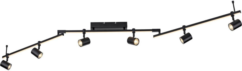 LED-takspot Barik, svart, 6 lyskilder