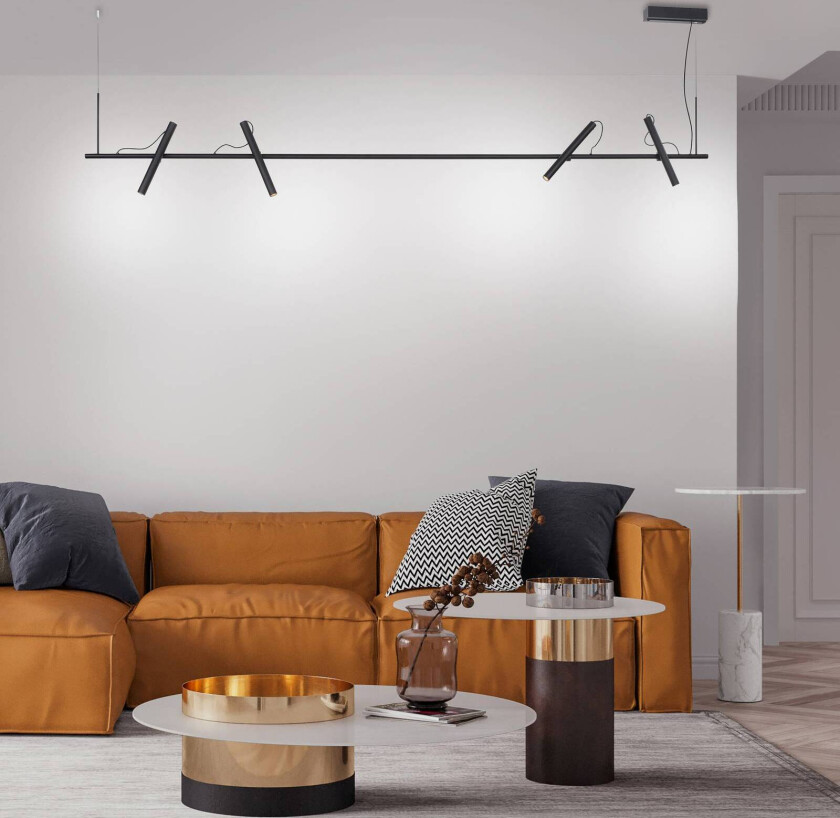 PURE Tutua LED-hengelampe, 4 lyskilder, svart