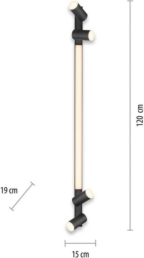 LED-taklampe PURE Lines, 120 cm, antrasitt, fjernkontroll