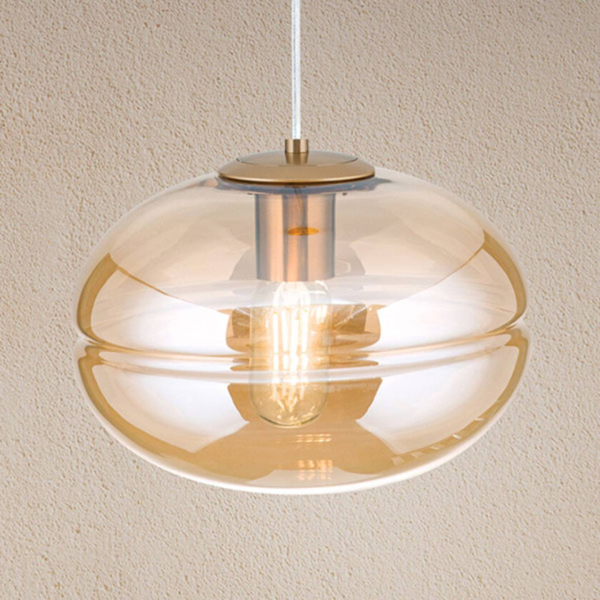 Hengelampe Richard, metall messing, glass rav