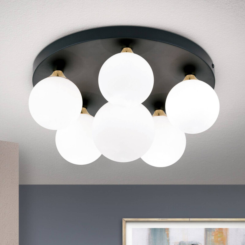 Taklampe Snowwhite, baldakin Ø 36 cm, svart