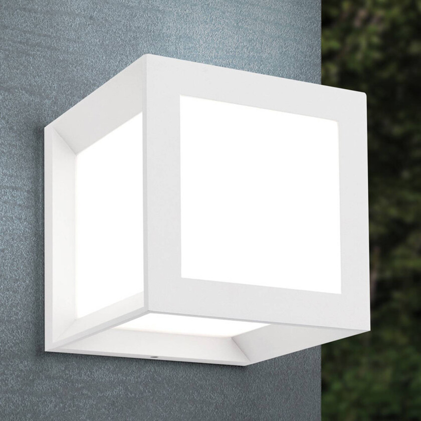 Henry utendørs vegglampe, 16x16x16cm, hvit