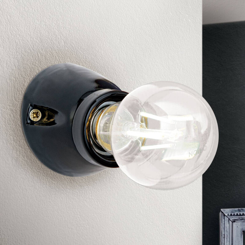 Frost vegglampe av keramikk, svart