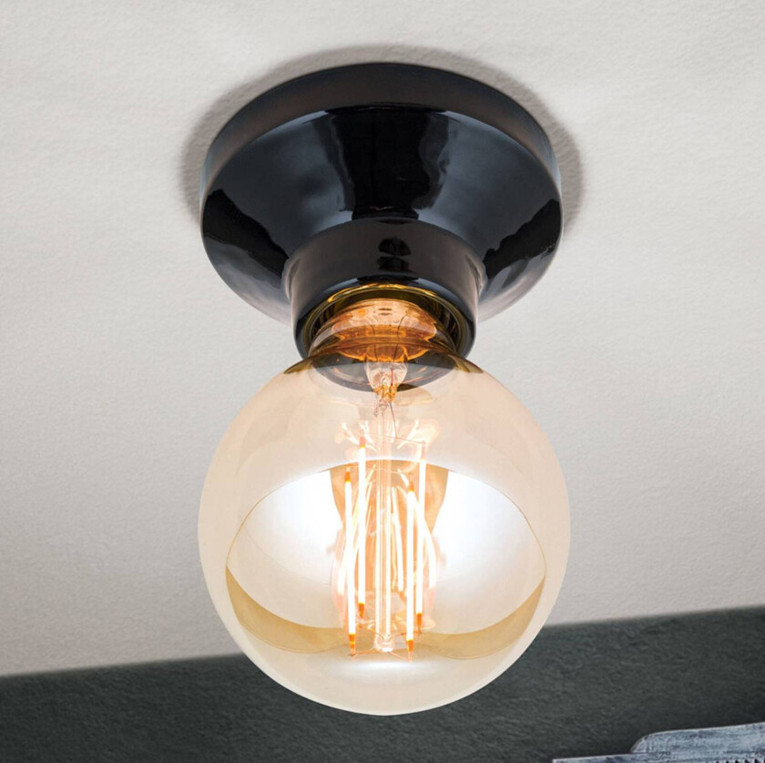 Frost taklampe av keramikk, svart