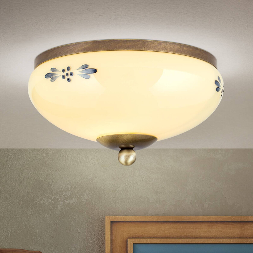 Taklampe Landhaus patina krem blå Ø 21 cm