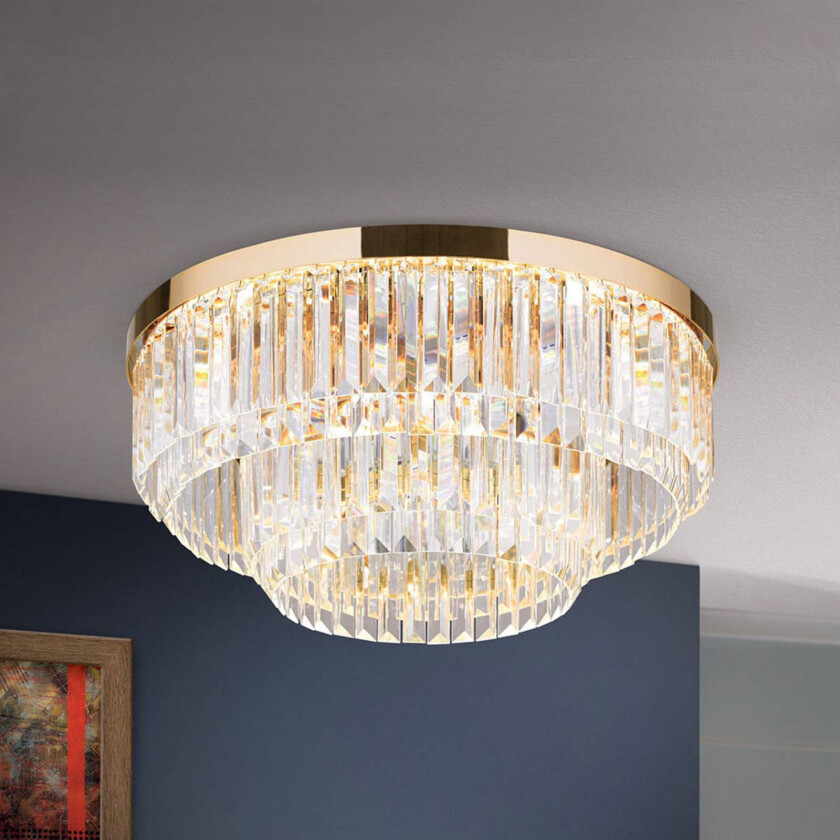 LED-taklampe Prism, gull, Ø 55 cm