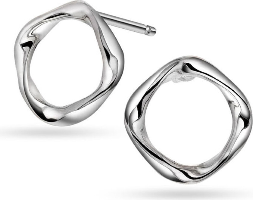 , Bølge øredobber i 925 rhodinert sølv