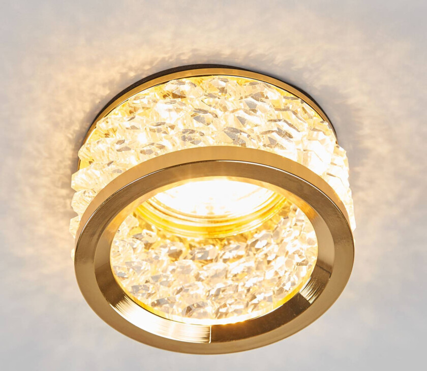 Med krystallpynt - innbyggingslampe Iwen, gull