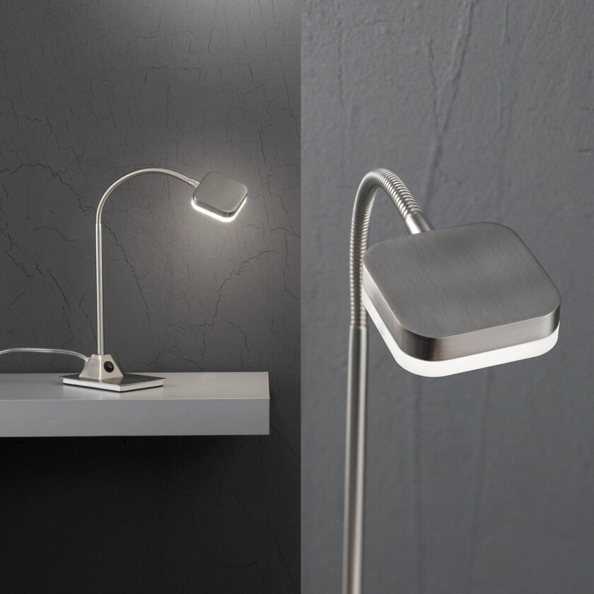 LED-bordlampe Tobias, matt nikkel