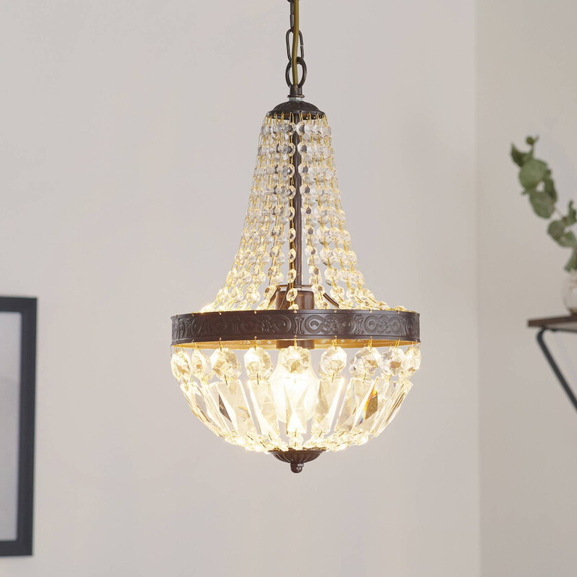 Arila pendellampe, krystallkjeder, Ø 25 cm