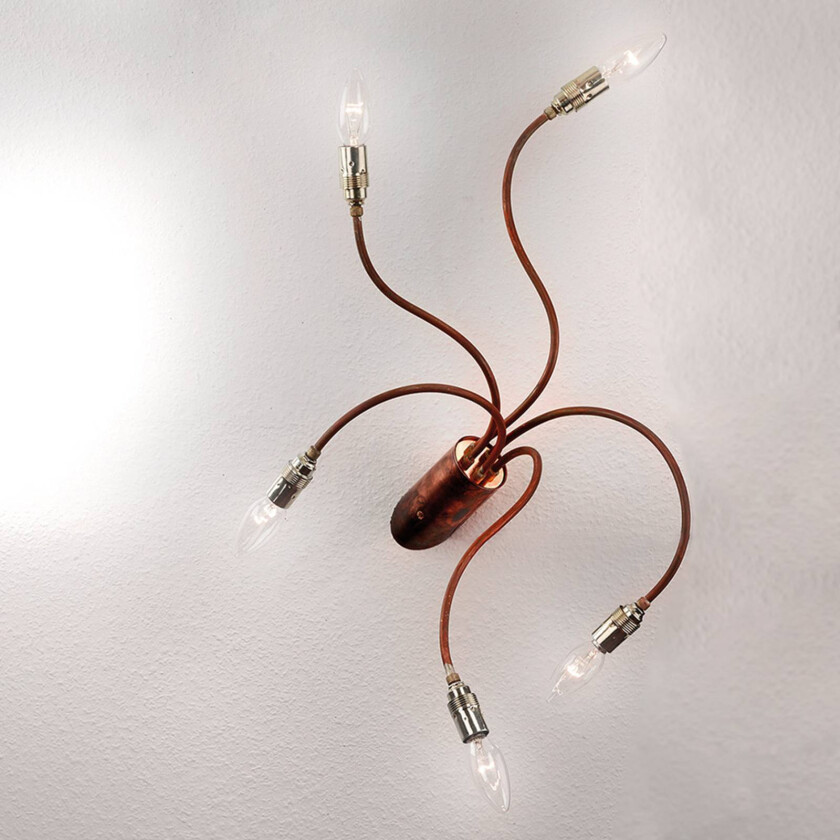 Taklampe Brazona med fem lys og kobberutseende