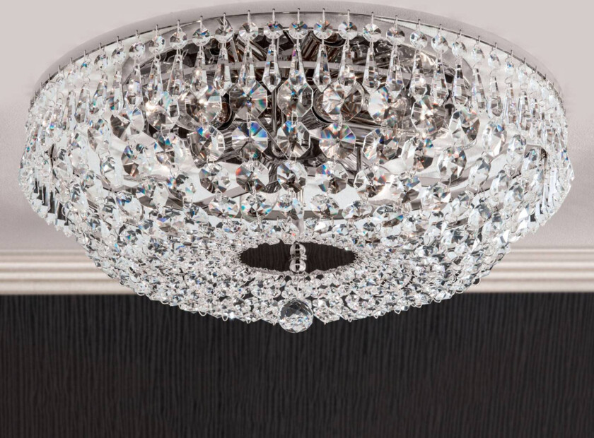 Forkrommet SHERATA krystalltaklampe 45 cm