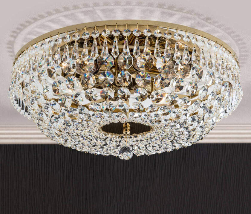 Rund SHERATA taklampe i gull 45 cm