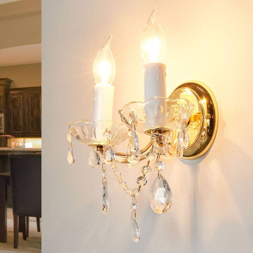 Dolores vegglampe i krystalloptikk, 2-fl.