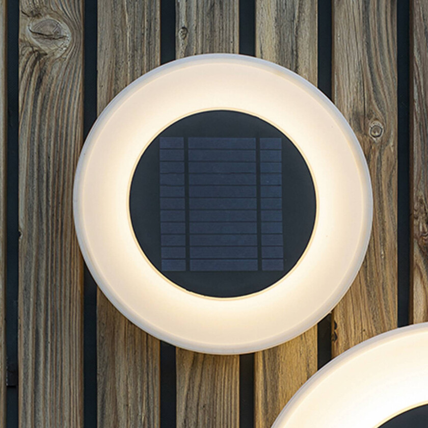 Wally LED-vegglampe med solcellepanel, Ø 27 cm