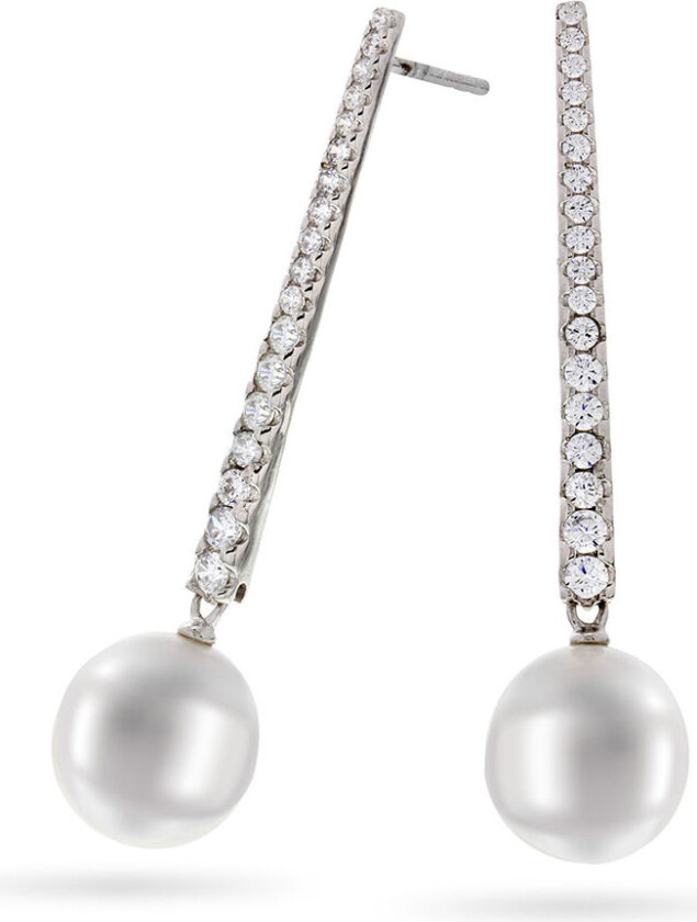 , Øredobber i sølv med ferskvannsperle og zirkonia