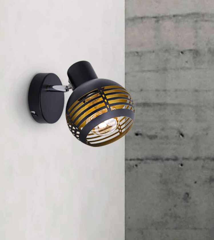 Vegglampe Casco, 1 lyskilde, svart