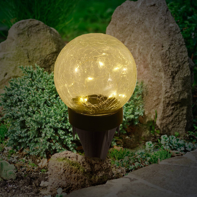 LED-solcelledekolampe 5248203 av glass, 3 stk