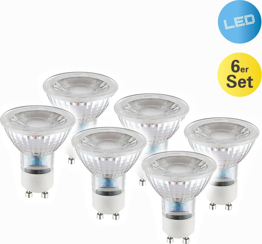 LED-reflektor GU10 4,6W 450lm varmhvit 6-er