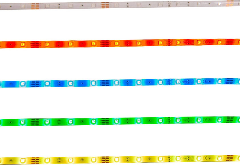 RGB LED-stripe med fjernkontroll, lengde 5 meter