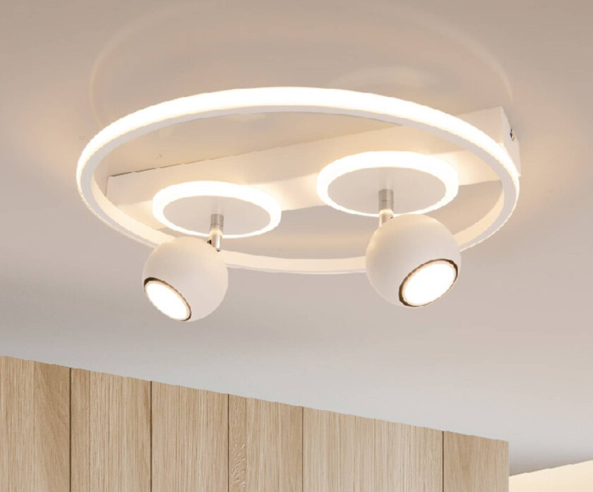 LED-taklampe Ronda, hvit, 2 lyskilder