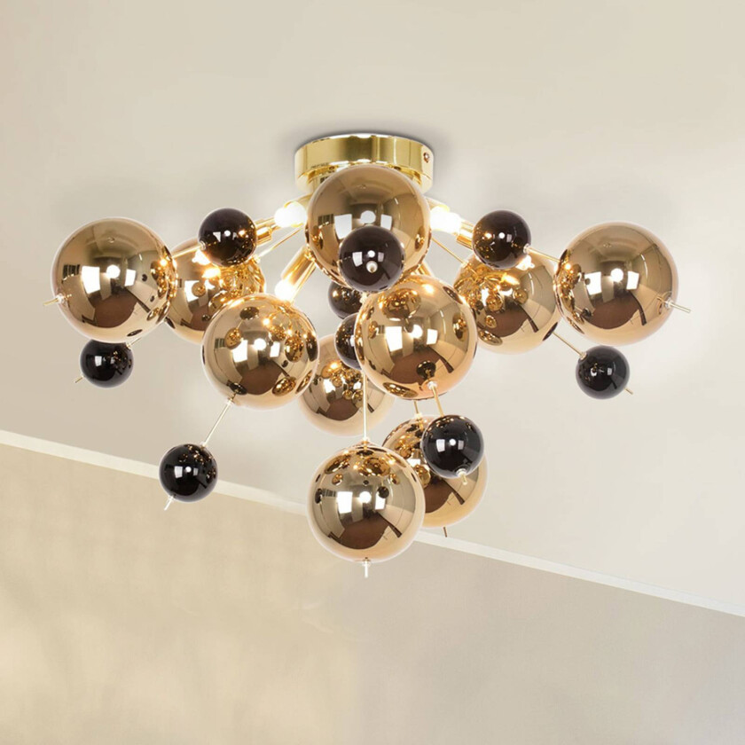 Taklampe Explosion med gylne kuler