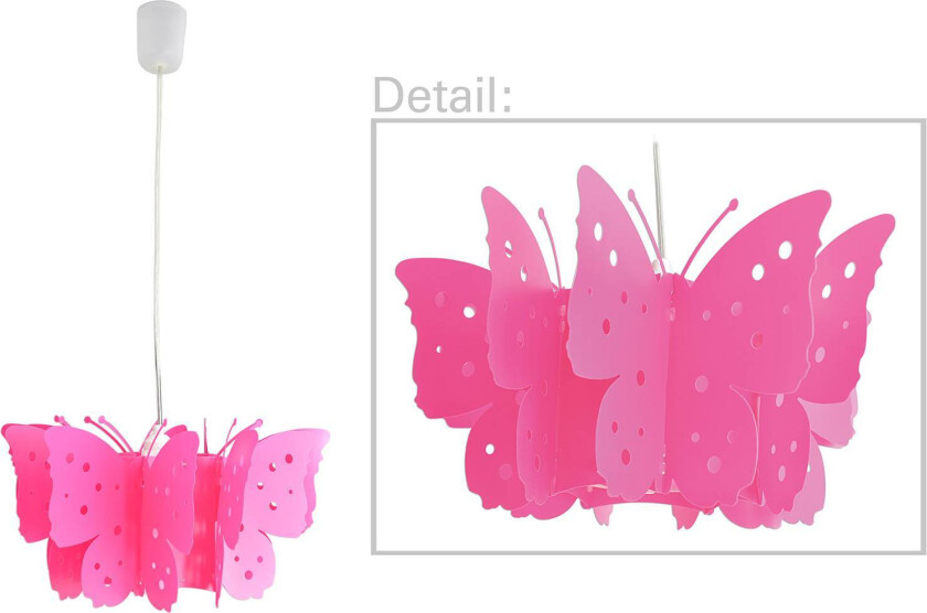 Kizi hengelampe i rosa med sommerfugler